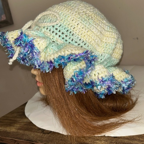 Blue Crochet Bonnet – Handmade - Picture 2 of 3